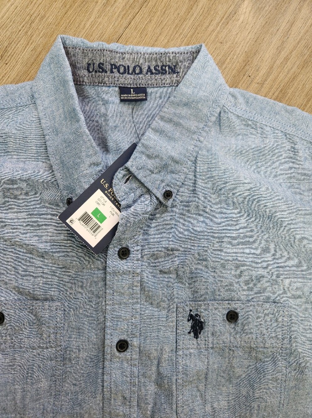 NWT U.S. Polo Assn. Men’s Blue Chambray Long Sleeve Button-Down Shirt